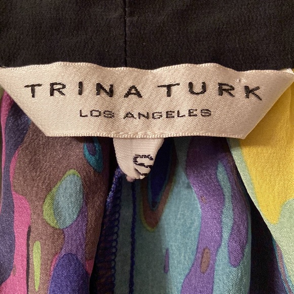 TRINA TURK Peacock Print Silk Racerback Tank - Picture 8 of 9